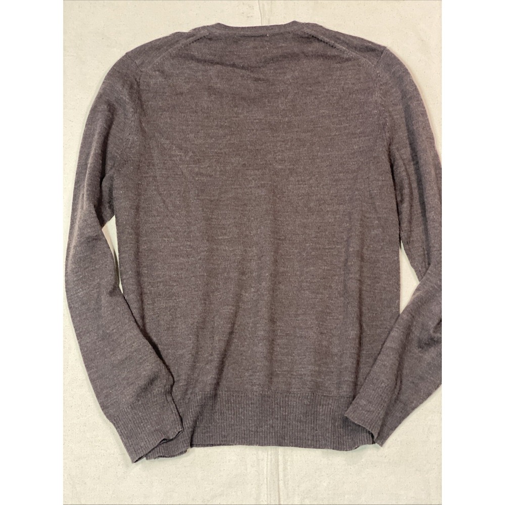 Calvin Klein 100% Extra Fine Merino Wool Brown Pullover V-neck Sweater Small - Picture 5 of 5